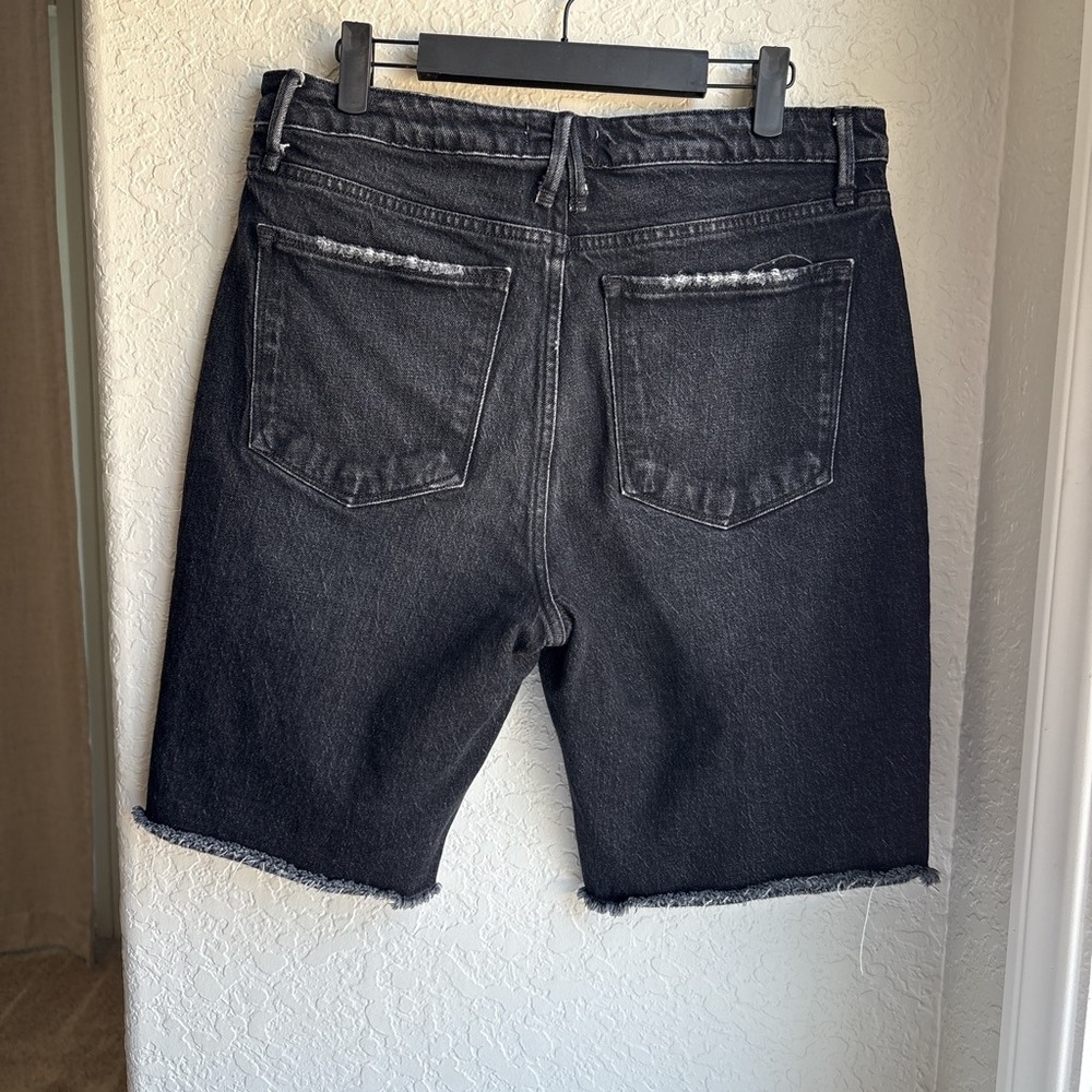 Good American Bermuda Womens 6/28 Shorts Black Raw Hem High Rise Distressed - Picture 2 of 6